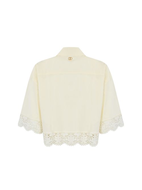 Camicia cropped in popeline con pizzo Neve TWINSET | 251TT209300282