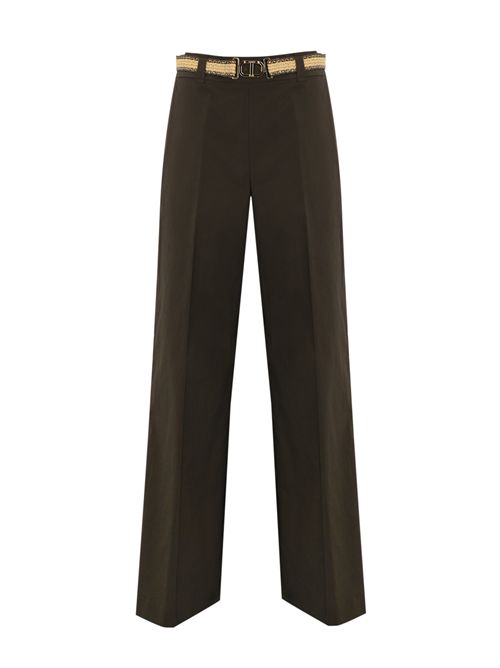 Pantalone palazzo in popeline con cintura TWINSET | 251TT210500203