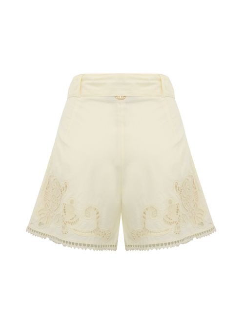 Shorts con ricami a jour in cotone Avorio TWINSET | 251TT216600018