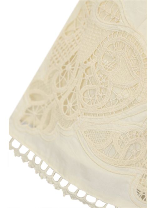 Shorts con ricami a jour in cotone Avorio TWINSET | 251TT216600018
