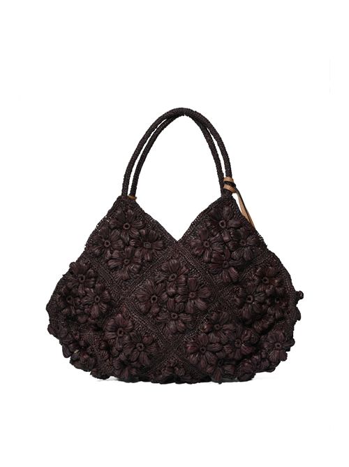 Borsa Desire in rafia con fiori Ebony AFAR | DESIREEBONY