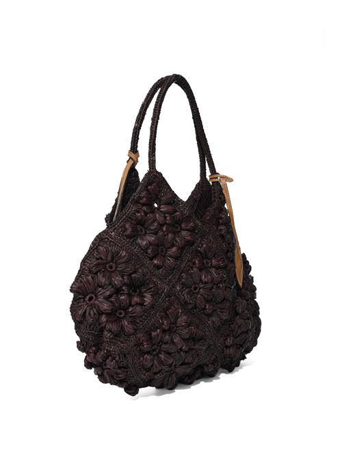 Borsa Desire in rafia con fiori Ebony AFAR | DESIREEBONY