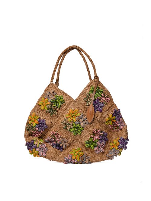 Borsa Desire in rafia con fiori Multicognac AFAR | DESIREMULTICOGNAC