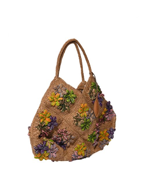 Borsa Desire in rafia con fiori Multicognac AFAR | DESIREMULTICOGNAC
