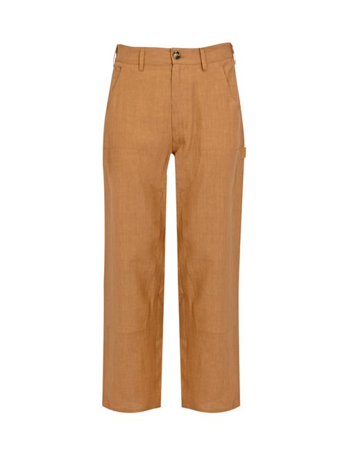 Pantalone carpenter effetto lino Marrone AMARANTO | B6AB000362M