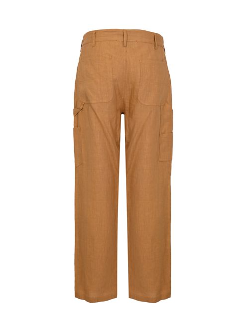 Pantalone carpenter effetto lino Marrone AMARANTO | B6AB000362M