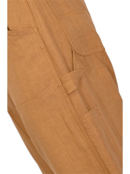 Pantalone carpenter effetto lino Marrone AMARANTO | B6AB000362M