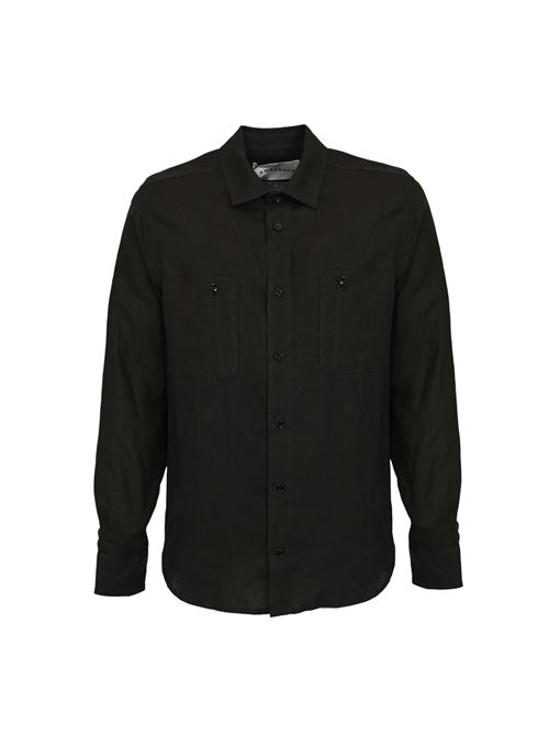 Camicia effetto lino Nero AMARANTO | B6AB0018A99