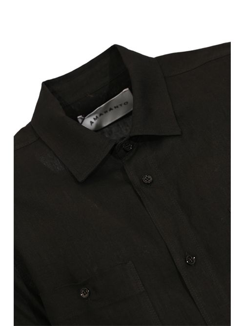 Camicia effetto lino Nero AMARANTO | B6AB0018A99