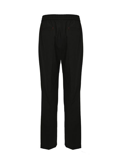 Pantalone effetto lino con coulisse Nero AMARANTO | B6AB0038A99