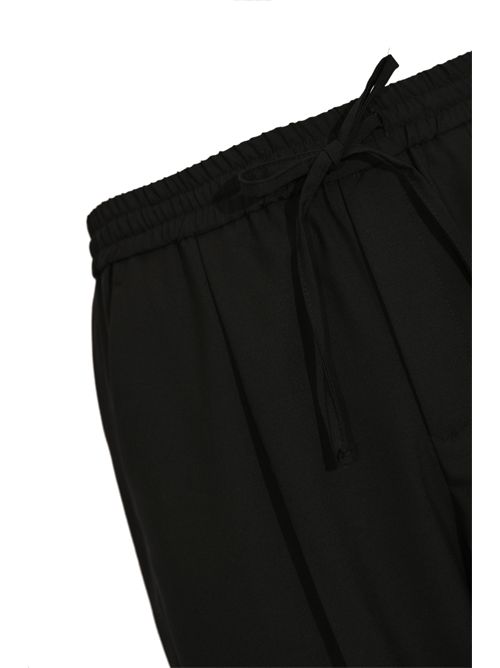 Pantalone effetto lino con coulisse Nero AMARANTO | B6AB0038A99