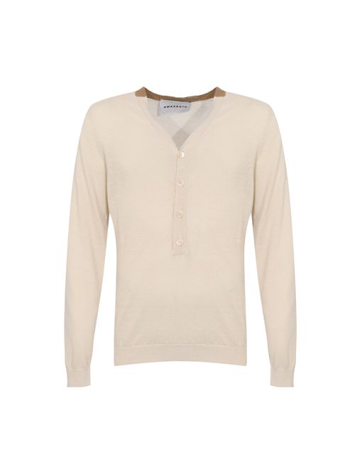 Maglia in lino e cotone con scollo a V AMARANTO | B9AB0003417