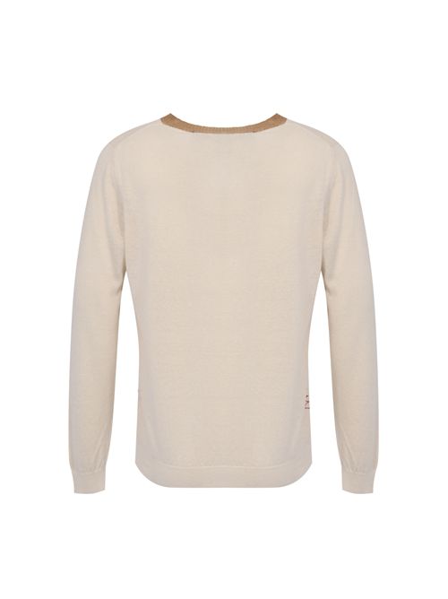 Maglia in lino e cotone con scollo a V AMARANTO | B9AB0003417