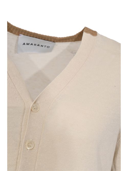 Maglia in lino e cotone con scollo a V AMARANTO | B9AB0003417