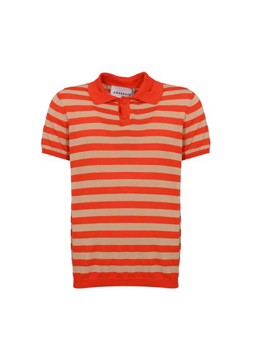 Polo in cotone a righe Corallo/mandorla AMARANTO | B9AB0027428