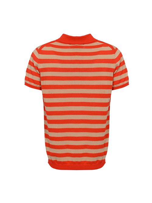 Polo in cotone a righe Corallo/mandorla AMARANTO | B9AB0027428