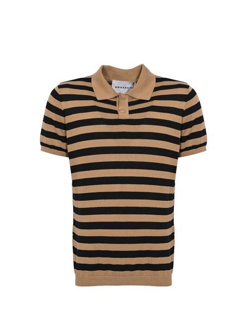 Polo in cotone a righe Safari/nero AMARANTO | B9AB0027430