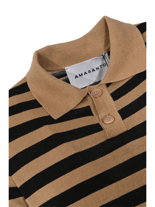 Polo in cotone a righe Safari/nero AMARANTO | B9AB0027430