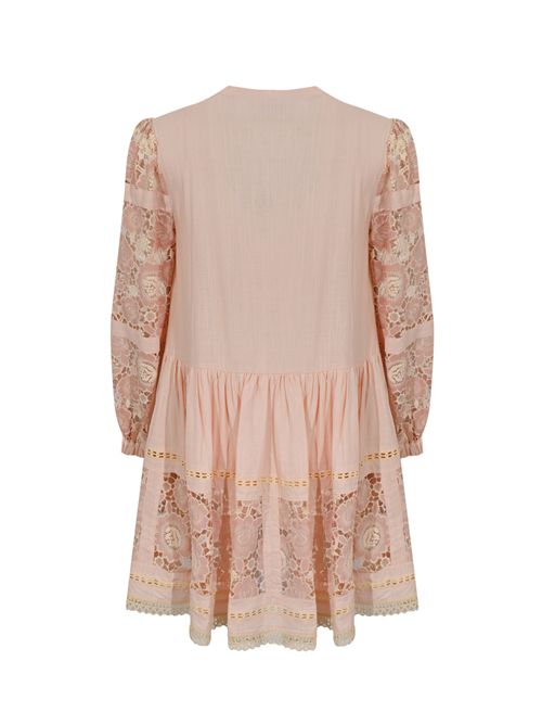 Abito corto in pizzo di misto lino e cotone AMOSA | A26SSAB05ROSA