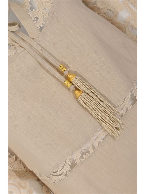 Abito in misto lino e cotone con ricami in pizzo AMOSA | A26SSAB06U.V.