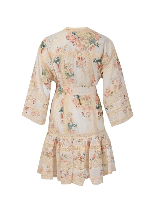 Abito in pizzo sangallo di cotone con stampa floreale AMOSA | A26SSAB38U.V.