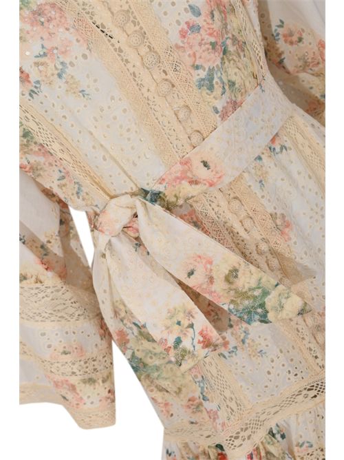 Abito in pizzo sangallo di cotone con stampa floreale AMOSA | A26SSAB38U.V.