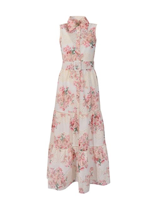 Abito chemisier in pizzo sangallo di cotone con stampa floreale AMOSA | A26SSAB43U.V.