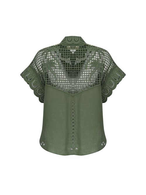 Camicia in pizzo di misto lino e lyocell AMOSA | A26SSCA02VERDE