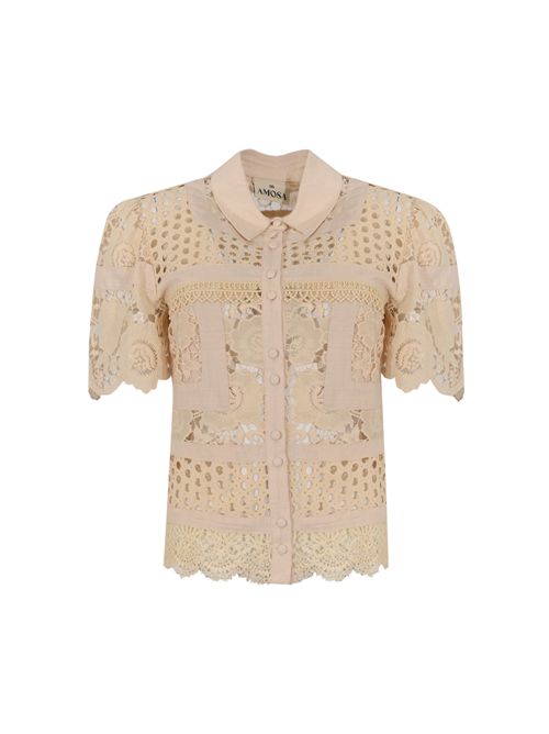 Camicia in pizzo di misto lino e cotone AMOSA | A26SSCA05ECRU
