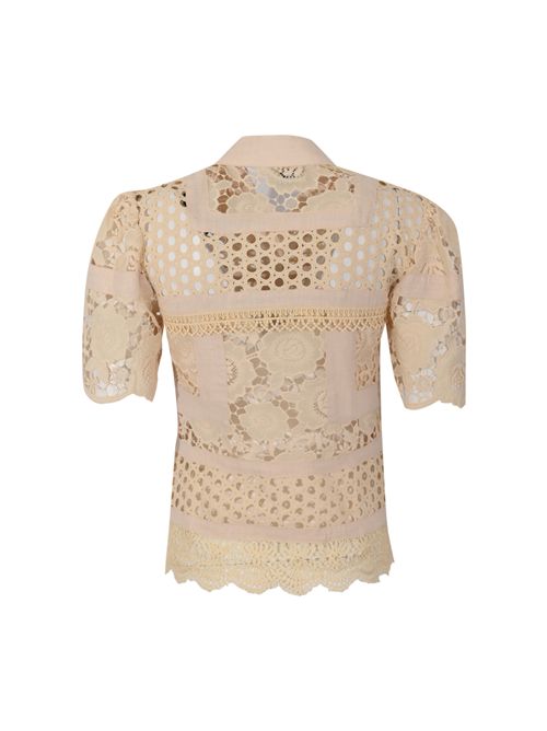 Camicia in pizzo di misto lino e cotone AMOSA | A26SSCA05ECRU