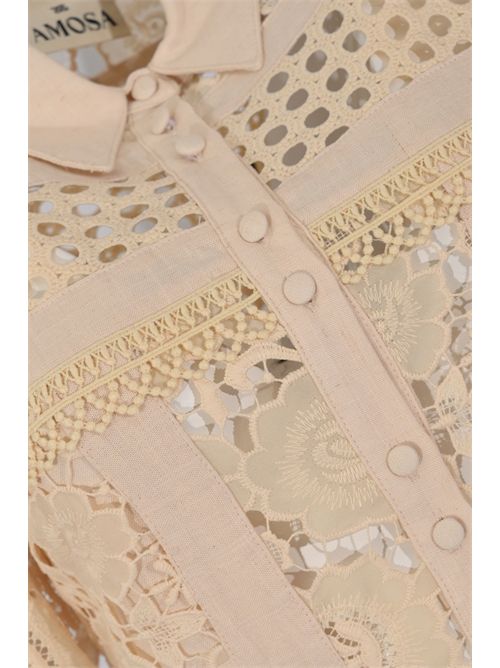 Camicia in pizzo di misto lino e cotone AMOSA | A26SSCA05ECRU