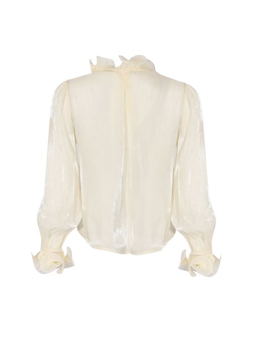 Camicia in organza effetto lucido con volant AMOSA | A26SSCA43PANNA