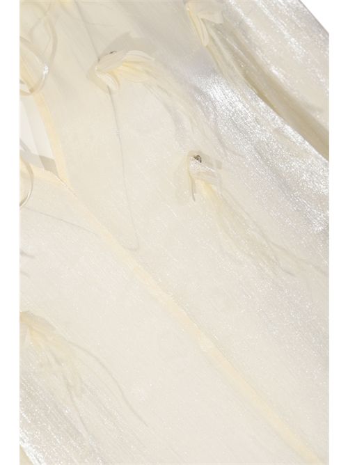 Camicia in organza effetto lucido con volant AMOSA | A26SSCA43PANNA