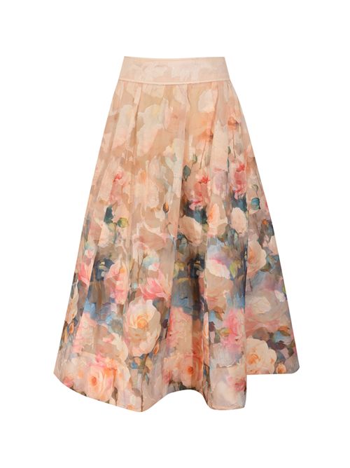 Gonna effetto seta con stampa floreale AMOSA | A26SSGO31U.V.