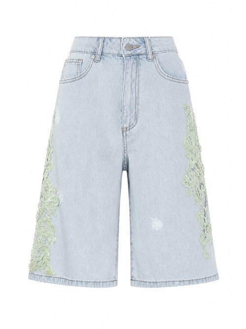 Bermuda in denim con ricamo gioiello AMOSA | A26SSPJ09U.V.