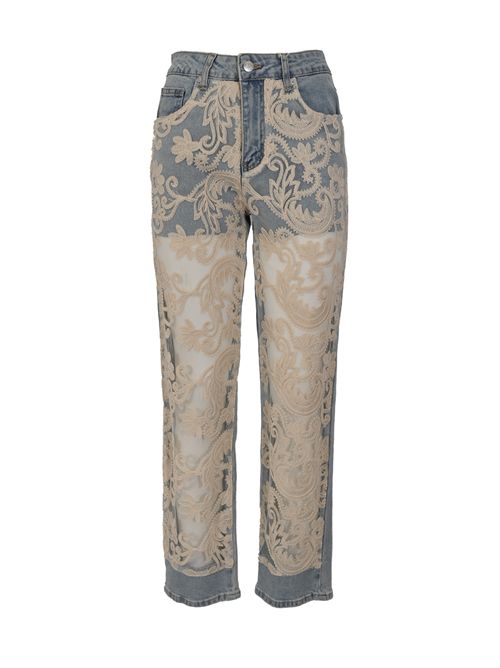 Jeans in denim con inserti in pizzo AMOSA | A26SSPJ40U.V.