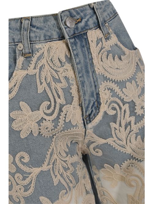 Jeans in denim con inserti in pizzo AMOSA | A26SSPJ40U.V.