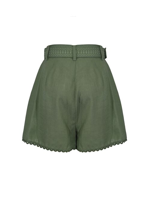 Shorts in misto lino con ricamo palma AMOSA | A26SSSH02VERDE