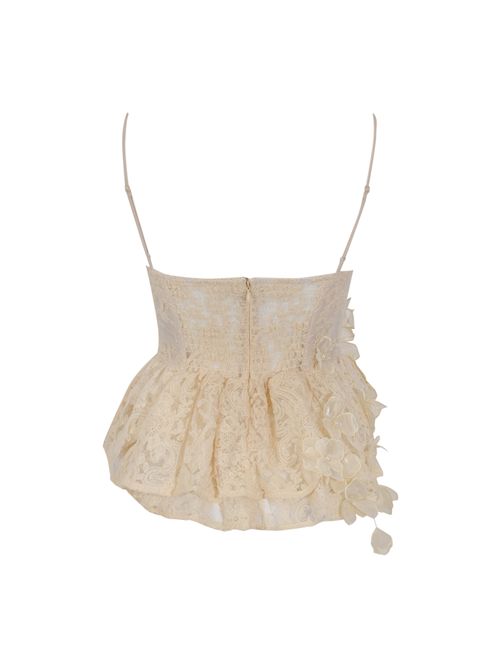 Top in pizzo di misto cotone con applicazioni floreali AMOSA | A26SSTS01U.V.