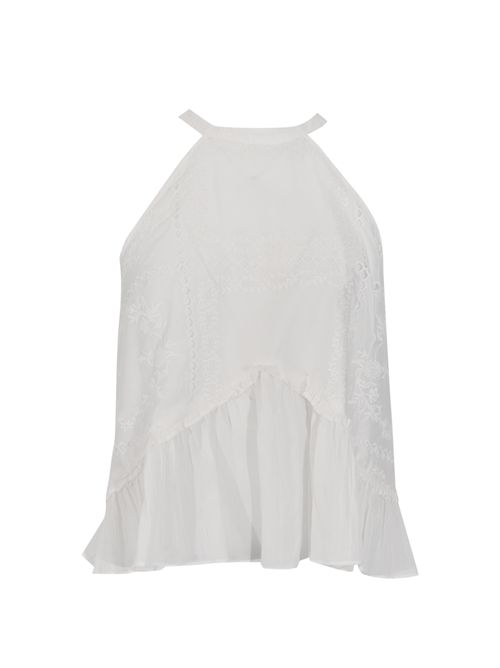 Top in misto lyocell con ricami AMOSA | A26SSTS15U.V.