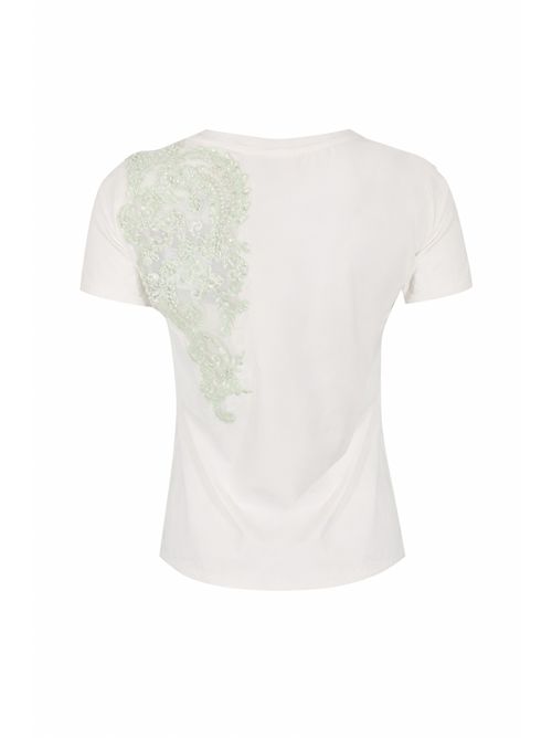 T-shirt in cotone con inserti in pizzo con perline AMOSA | A26SSTS18U.V.