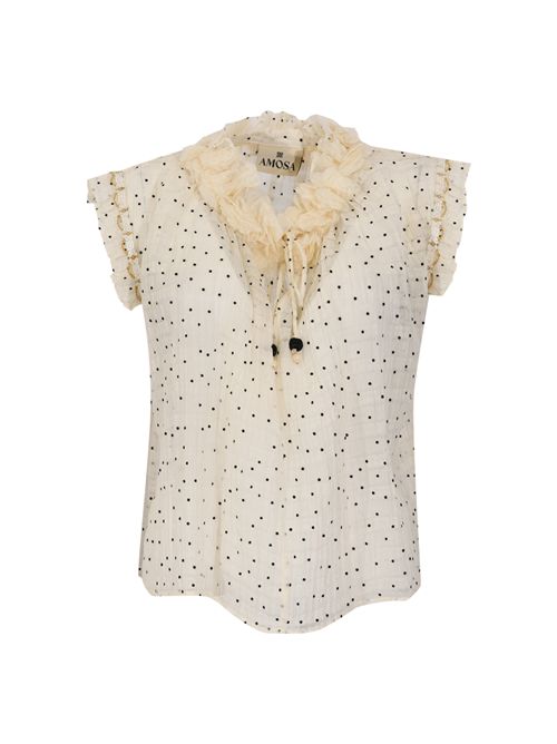 Top a pois in tulle di misto tencel AMOSA | A26SSTS22U.V.