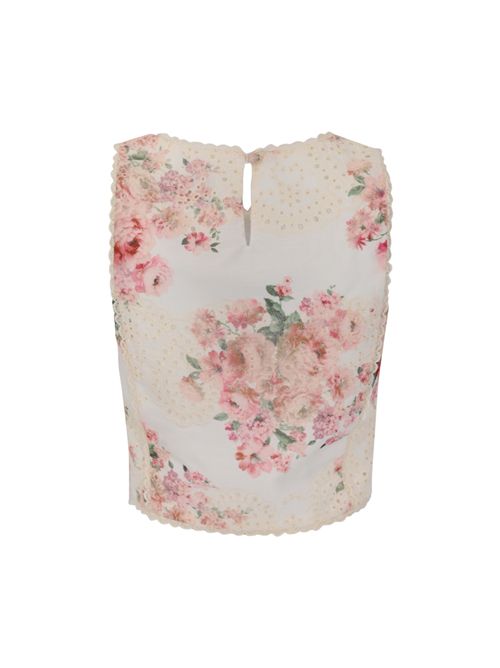 Top in cotone sangallo con stampa floreale AMOSA | A26SSTS38U.V.