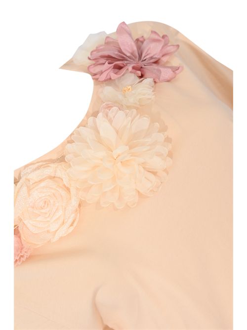 T-shirt in cotone con applicazioni floreali Crema AMOSA | A26SSTS53CREMA