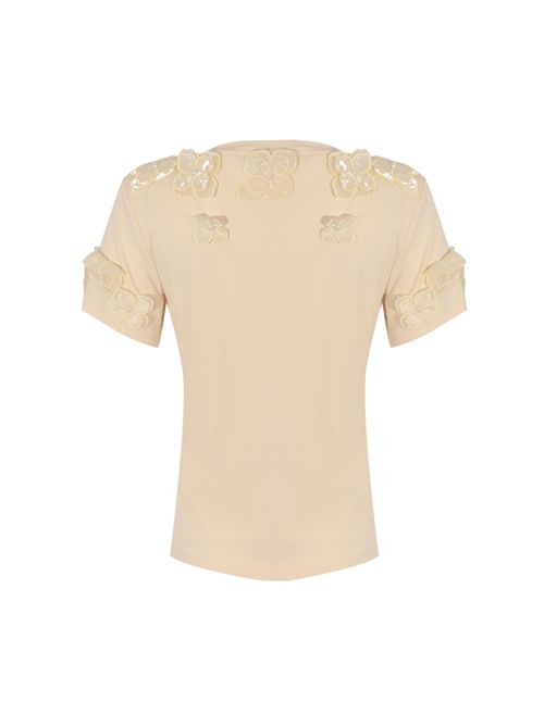 T-shirt in cotone con applicazioni floreali e perle AMOSA | A26SSTS55U.V.