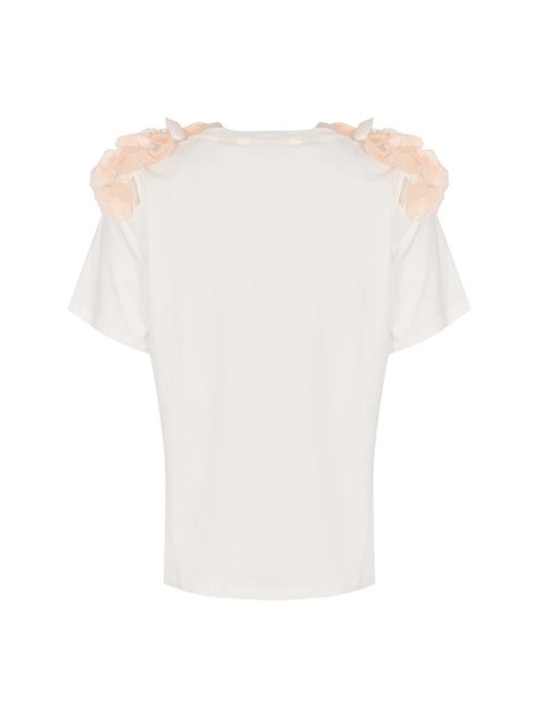 T-shirt in jersey di cotone con applicazioni floreali Bianco AMOSA | A26SSTS77BIANCO