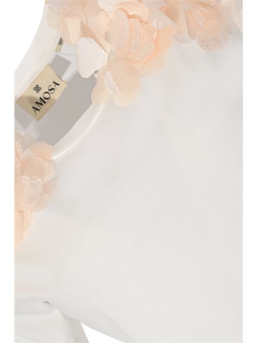 T-shirt in jersey di cotone con applicazioni floreali Bianco AMOSA | A26SSTS77BIANCO