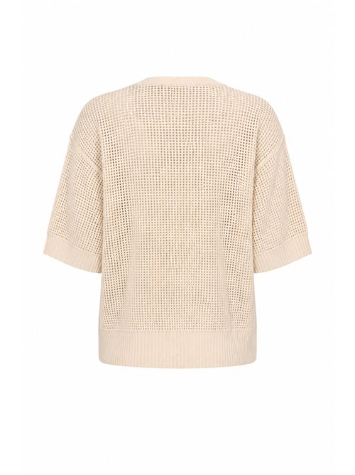 Maglia girocollo in crochet di misto cotone Avorio ATOMO FACTORY | PE26AFD0502A