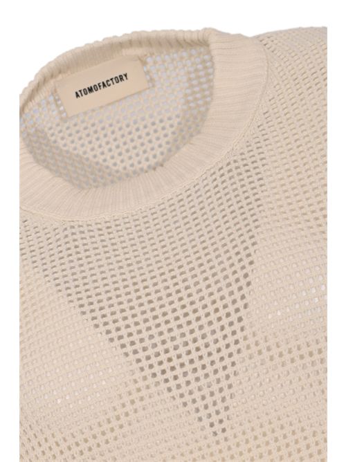 Maglia girocollo in crochet di misto cotone Avorio ATOMO FACTORY | PE26AFD0502A