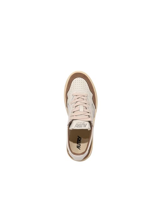 Sneakers Medalist Low in pelle e suede Bianco/Antilope AUTRY | AULWFT02